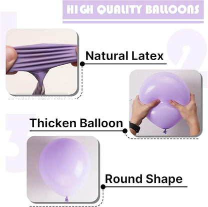 PartyWoo Lavender Balloons 155pcs Different Sizes Pack of 18 12 10 5 Inch Light Pastel Purple Lilac Balloon Arch Kit for Baby Shower Bachelorette Fairy Birthday Princess Party Decorations Purple-Q10