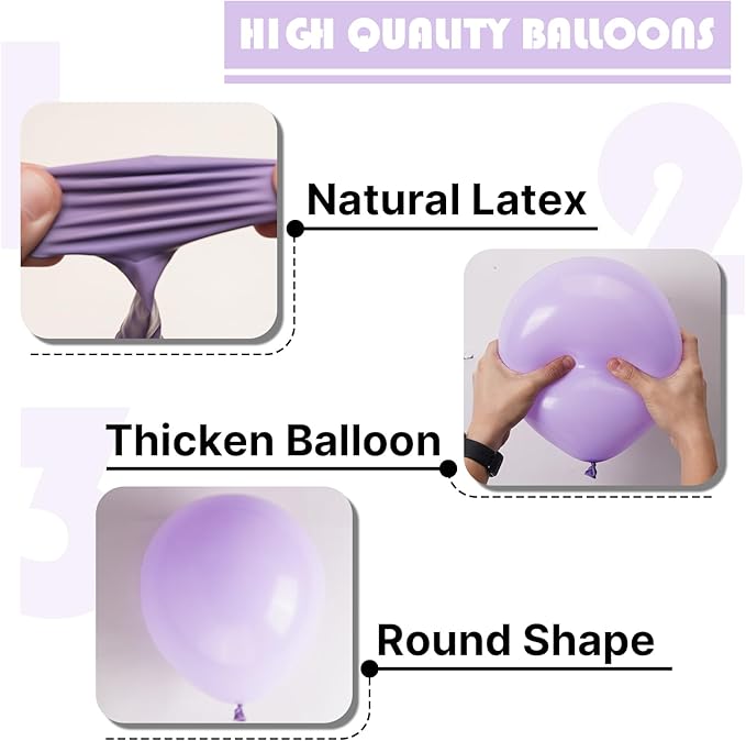 PartyWoo Lavender Balloons 101pcs 12 Inch Light Pastel Purple Lilac Purple Latex Helium Balloons for Birthday Baby Shower Graduation Wedding Anniversary Bridal Shower Party Decorations Purple-Q10