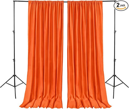 Hiasan Orange Backdrop Curtains for Parties, Polyester Photography Backdrop Drapes for Family Gatherings, Wedding Decorations, 5ftx7ft, Set of 2 Panels
