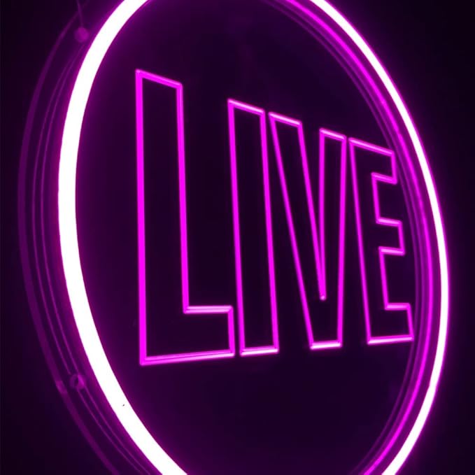 Live Neon Lights Sign, USB Powered Live On Air Led Neon Wall Art Sign, Dimmable Wall Décor Round Live Streaming Neon Night Light LED Sign for Streamer, Gamer, Game Room Decoration (Pink)
