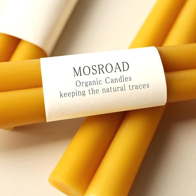 24 Packs Beeswax Taper Candles 9 Inch, All Natural Beeswax Candle Sticks - 10 Hour Burn Time - Smokeless & Dripless Taper Candles for Table Decor, Unscented Bee Wax Tapered Candle