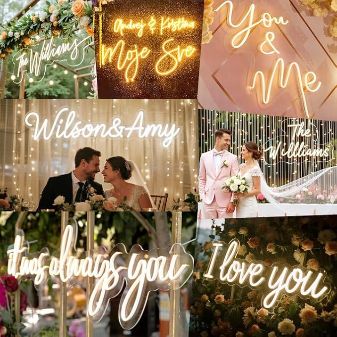 Custom Neon Signs, LED Neon Sign Customizable for Wedding Room Wall Decor, Personalized Neon Name Sign for Girl Boy, Personalized Birthday Party Wedding Christmas Decoration Bar Shop Name Gift