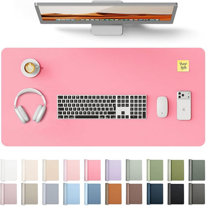 YSAGi Leather Desk Protector, Office Mat, Large Mouse Mat, Non-Slip PU Leather Blotter, Laptop Desk Mat, Waterproof Writing Pad for Office and Home (Pink, 35.4" x 17")