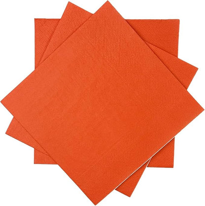 Orange Red Cocktail Napkins 5 * 5inch disposable Beverage Napkin paper for Cocktail, Wedding, Dinner，Birthday Party Dessert Wine Paper Napkins（ 120 Count）