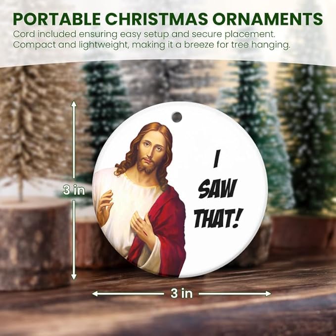FLAGWIX Christmas Funny Gifts for Women Men - I Saw That Ceramic Christmas Ornaments 2025 for Tree Decorations - White Elephant Gifts for Adults, Funny Ornament for Couples, Stocking Stuffers Gift