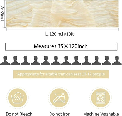 10ft Cream Beige Cheese Cloth Table Runner, 35x120 Inches Ivory Gauze Table Runner Rustic Cream Cheesecloth Table Runner Bulk for Wedding Bridal Shower Decoration, Boho Table Decor