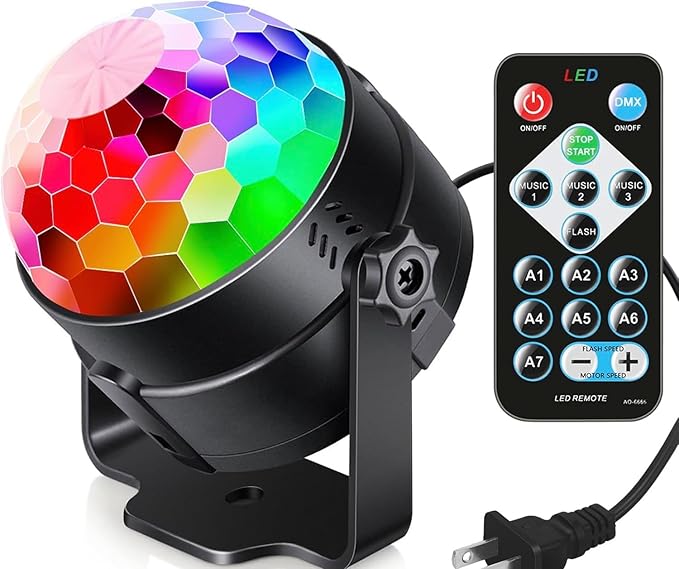 LED Party Light, Sound Activated with Remote Control, 7 Color Modes, 3.27-inch