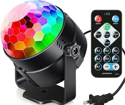 LED Party Light, Sound Activated with Remote Control, 7 Color Modes, 3.27-inch