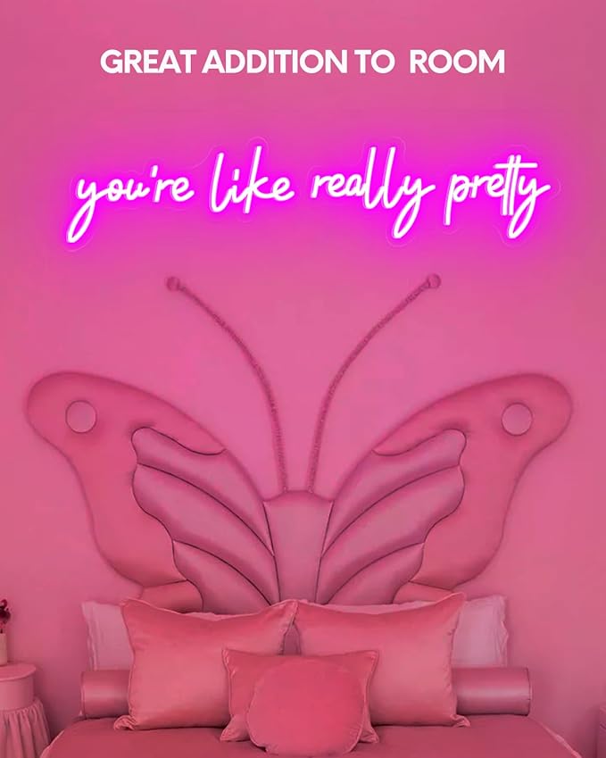 32x7 Inch Large You're Like Really Pretty Neon Signs for Wall Decor, LED Your Like Really Pretty Light Up Sign Wall Art for Salon, Studio