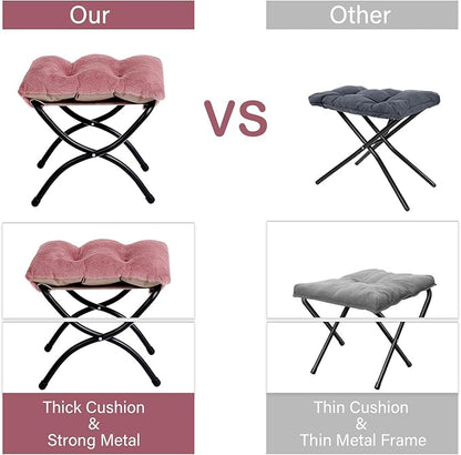 LITA Lazy Chair with Ottoman, Modern Accent Leisure Upholstered Sofa Chair, Lounge Reading Chairs with Armrests and a Side Pocket for Living Room, Bedroom & Small Space, Plush Dark Pink