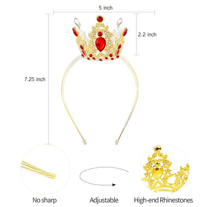 VELSCRUN Red Crystal Tiara Headband, Crowns for Women, Princess Girls Tiaras, Royal Queen Crown Princess Quinceanera Headpieces for Birthday Prom Bride Wedding Pageant Party Hair Band