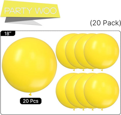 PartyWoo Yellow Balloons 20pcs 18 Inch Yellow Latex Helium Balloons for Birthday Baby Shower Graduation Sunflower Anniversary Engagement Bee Hawaiian Beach Lemon Theme Party Decorations Yellow-Y55