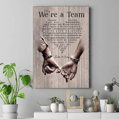 GABITA Personalized Wall Art for Couples, Anniversary Canvas for Couple Parent Grandparent, We're A Team Canvas for Couple Lover Husband Wife, Romantic Wall Decor, Wedding Keepsake 2
