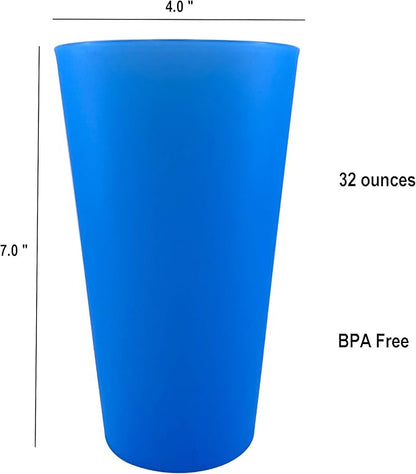32 oz Plastic Cups Reusable, Unbreakable Plastic Tumblers, BPA Free Dishwasher Safe Large Water Cup set of 8, Lightweight Kids Cups for Kitchen Outdoor