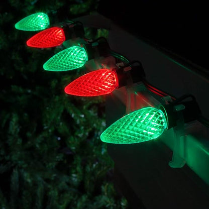 Wintergreen Lighting 50 C9 OptiCore LED Commercial Outdoor Christmas Lights – Heavy Duty Christmas String Lights; Green Wire (50 ft, Red/Green)