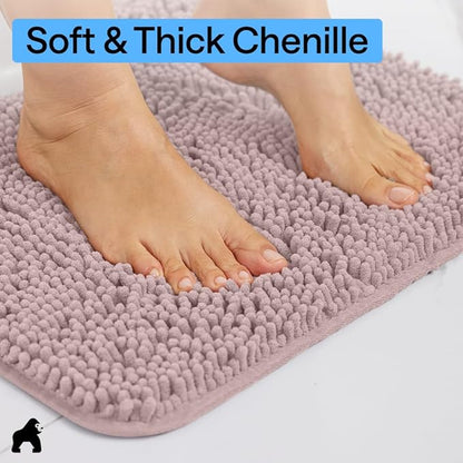 GORILLA GRIP Bath Rug Mat 30x20, Thick Soft Absorbent Chenille, Quick Dry Microfiber Mats, Rubber Backing Washable Shower Floor Rugs, US Designed Bathroom Bathmat Home Decor Accessories, Dusty Rose