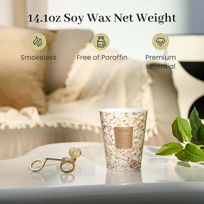 M&SENSE Lemon Vanilla Scented Candles for Home, 3 Wick Highly Scented Jar Candle, 14.1 Oz 80H Long Lasting Burning Christmas Candle for Women, Aromatherapy Candles for Holiday Christmas Gift