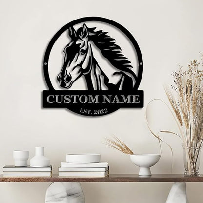 Personalized Name Horse Lamp - Custom Wooden/Metal Night Light, Wall Art, LED Light, Farmhouse House Sign, Themed Gifts for Girl Birthday Christmas