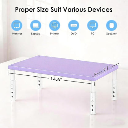 OPNICE Desk Organizers and Accessories, Adjustable Computer Monitor Stand Riser, Laptop Stand, Office Desk Accessories & Workspace Organizers for Women, Purple Wood