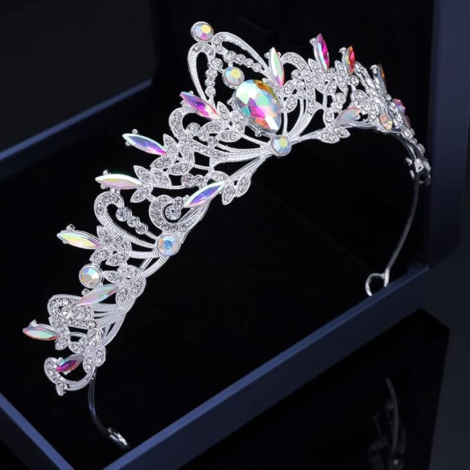 Kamirola Crystal Crowns and Tiaras Headband for Girl or Women Birthday Party Wedding Prom Bridal Christmas Valentine Silver AB2