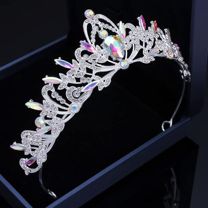 Kamirola Crystal Crowns and Tiaras Headband for Girl or Women Birthday Party Wedding Prom Bridal Christmas Valentine Silver AB2