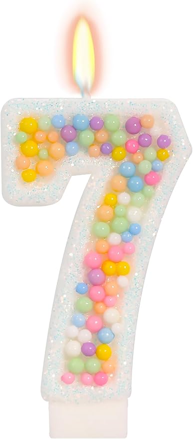 Number 7 Birthday Candle - Colorful Macaron Candles, 7 Candle Birthday Girl Women, Sweet Theme Birthday Party Supplies, Anniversary Party Cake Decorations