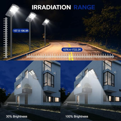5000W Solar Street Lights Outdoor,Solar Security Flood Lights 42000lumens 6500K Dusk to Dawn with Motion Sensor IP66 Waterproof for Parking Lot,Stadium,Garden,Yard,Basketball Court,Barn