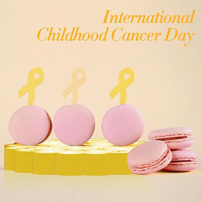 100 Pcs Childhood Cancer Awareness Items 13.5" Scalloped Childhood Cancer Awareness Paper Placemats Gold Ribbon Place Mats for Fundraisers Charity Survivor Fighter Party Supplies