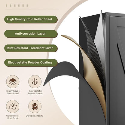 Letaya 75" H Metal Storage Cabinet with 2 Doors and 4 Shelves,Tall Kitchen Pantry Cabinets,Farmhouse Utility Pantry Organizers for Cupboard/Dining/Bathroom/Home Office/Garage Room,Black