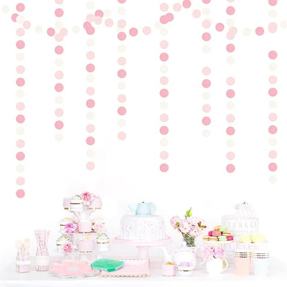 Light-Pink White Girls-Birthday Party-Decoration Garland - 52ft Baby Bridal Shower Blush Streamers Backdrop,Graduation 18th 30th 21st Adults Bachelorette Pool Supplies Banner Decor Lasting Surprise