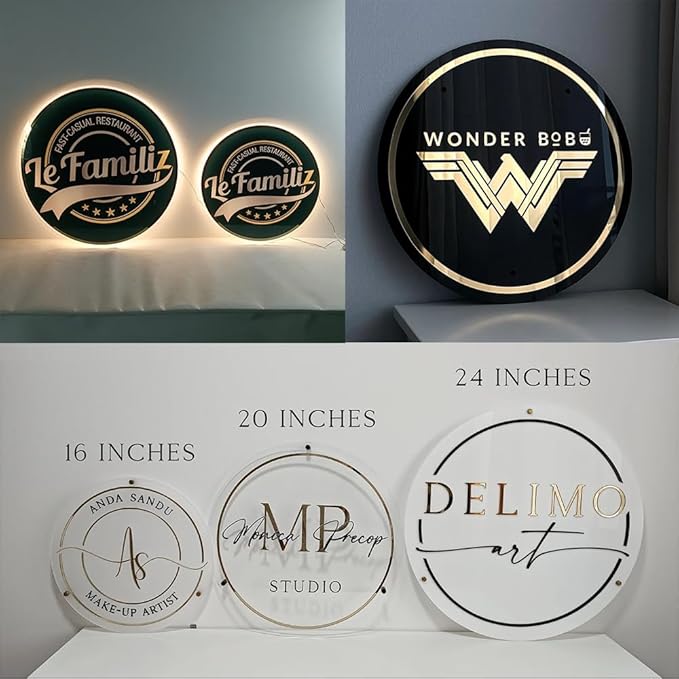 Custom Business Logo Neon Sign - Personalized Backlit Floating Sign with Illuminated Metal & Acrylic, Custom Storefront Logo Light for Salon, Nail, Hair Studio, Office, Bar & Shop Decor