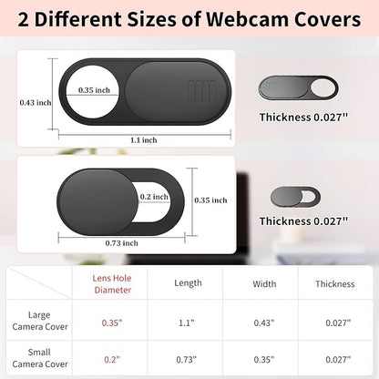 Webcam Cover, 0.03in Ultra Thin Slide Web Camera Covers for Laptop Computer Smartphone Mac iMac MacBook, Sliding Blocker Cover Protect Your Privacy Security (3*Small+3*Big)