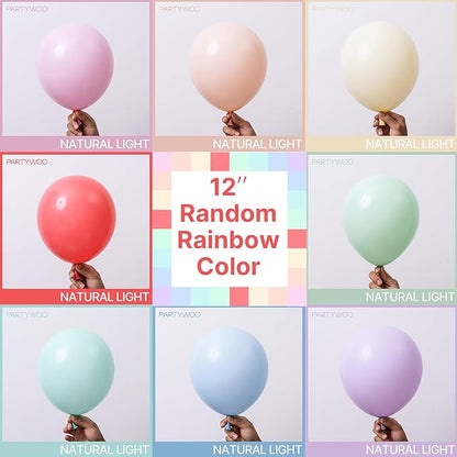 PartyWoo Pastel Balloons 50 pcs 5 Inch Small Mini Pastel Rainbow Color Latex Spring Balloons for Graduation Baby Shower Gender Reveal Easter Birthday Party Decorations
