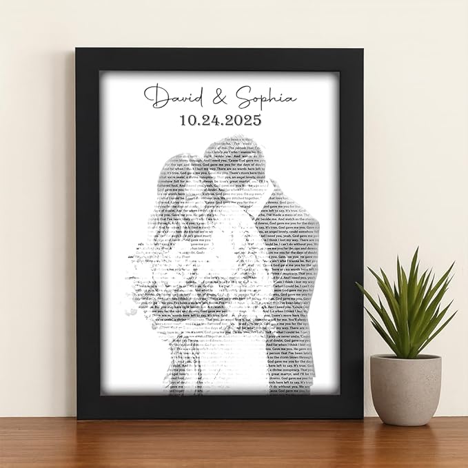 GABITA Personalized Wall Art for Couples, Anniversary Canvas for Couple Parent Grandparent, Our First Dance Canvas Poster, Vinyl Record Wedding Song Lyrics for Anniversary Keepsake 5