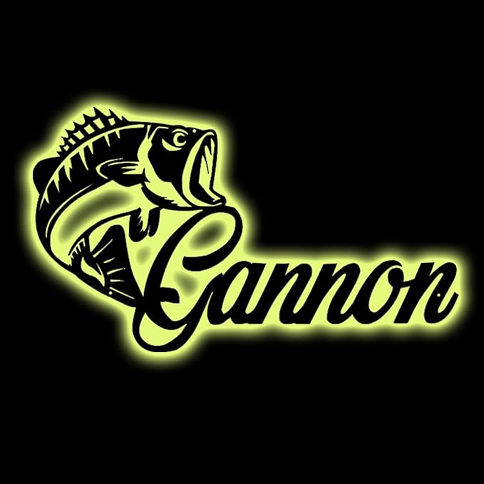Personalized Name Fishing Sign Light - Custom Bass Wall Art for Fish Cabin, Lake House - Fishing Lover Gifts for Father's Day, Valentine's Day, Birthday (Name Night Light)
