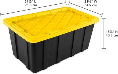 Sterilite 16-Pack Industrial Tote, Plastic Storage Container Bins with Lids, 38 Gallon - Heavy-Duty Organizing Containers for Closet, Bathroom, and Office