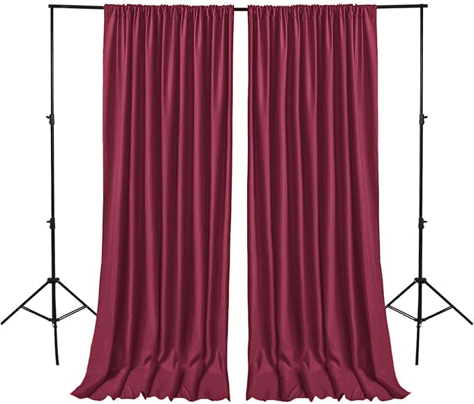 Hiasan Burgundy Backdrop Curtains for Parties, Polyester Photography Backdrop Drapes for Family Gatherings, Wedding Decorations, 5ftx7ft, Set of 2 Panels