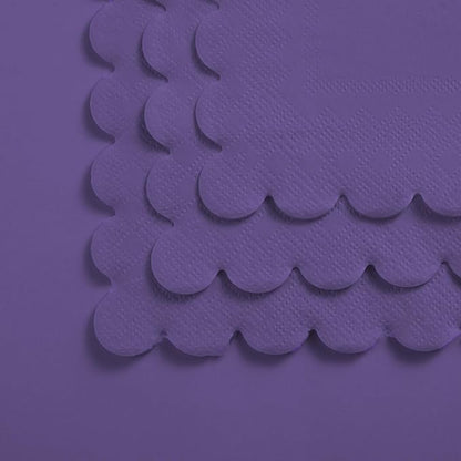 200 Pack Cocktail Napkin 2-Ply Scalloped Edged Dessert Napkins Folded 5 x 5 Inches Disposable Napkins for Dinner Wedding Birthday Party Bridal Anniversary Reception Event (Dark Purple)
