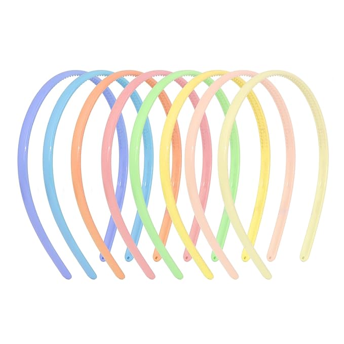 Wecoe 8pcs Headbands for Girls Women 0.4inch Thin Plastic Head Bands for Kids Hair Bands Colorful Hair Accessories for Women Girls