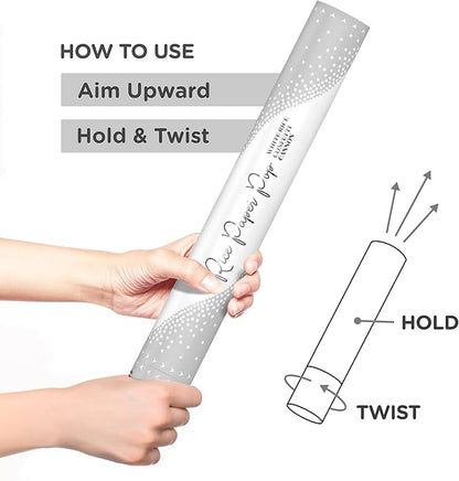 White RICE Paper Confetti Cannon - 16" Rice Paper Biodegradable Party Popper, Compressed Air Popper, Loud Pop, For Wedding Confetti Send Off/Sparklers, Wedding Supplies & Decorations, Shoot Up to 40ft