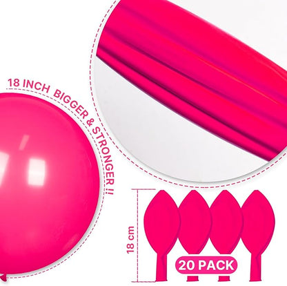 PartyWoo Hot Pink Balloons 20pcs 18 Inch Magenta Fuchsia Balloons for Baby Shower Gender Reveal Engagement Bachelorette Wedding Bridal Shower Anniversary Birthday Party Decorations Pink-Y12