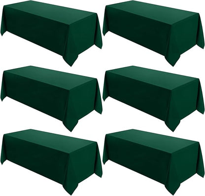 VidaFete Tablecloth 6 Pack 90 * 132inch Rectangle Table Cloth Polyester, Stain Wrinkle Resistant Polyester Dining Table Cover for Kitchen Dinning Party Wedding Rectangular Buffet Decoration(Green)