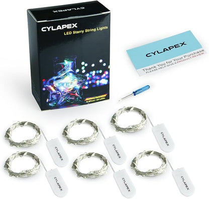 CYLAPEX 6 Pack Green Fairy Lights String Battery Operated Fairy Lights Firefly Lights LED Starry String Lights 7ft 20 LEDs Silvery Copper Wire for Christmas DIY Decoration Costume Wedding Party