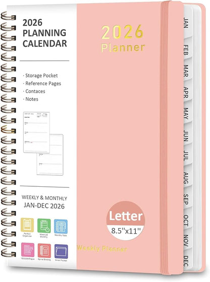 2026 Planner, Weekly and Monthly Calendar Academic Planner, Jan 2026 - Dec 2026, 8.5‘’ x 11'', Planning Agenda Book for Desk Accessories and School Supplies - Letter Size
