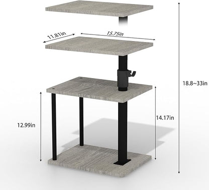 Swivel Side Table for Couch Arm, Height Adjustable C Table for Recliner or Bed, Tv Trays with Storage Shelf for Small Spaces- Small Nightstand Table for Living Room, Bedroom
