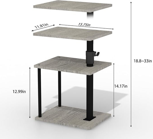 Swivel Side Table for Couch Arm, Height Adjustable C Table for Recliner or Bed, Tv Trays with Storage Shelf for Small Spaces- Small Nightstand Table for Living Room, Bedroom