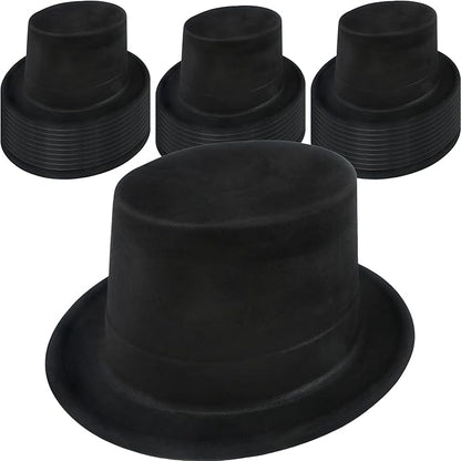 30 Pack Adult Black Top Hats Bulk Plastic Magician Top Hat Dress Top Hat for Men Women Masquerades Party Supplies