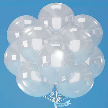 PartyWoo Clear Balloons 20pcs 18 Inch Transparent Latex Helium Balloons for Graduation Wedding Baby Shower Bridal Shower Engagement Gender Reveal Anniversary Birthday Party Decorations Clear-Y2