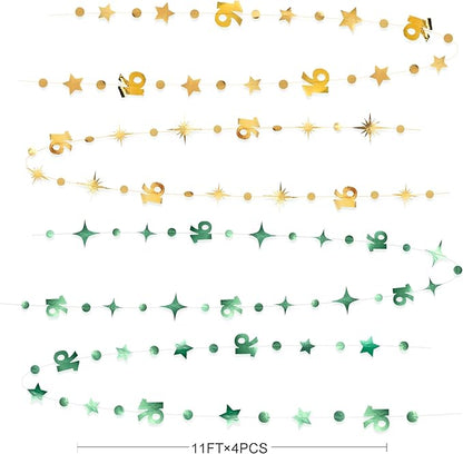 Sage Green Gold Number 16 Circle Dot Twinkle Star Garland Streamer Bunting Banner Backdrop Decorations for Girls Happy 16th Birthday Sweet Sixteen 16th Anniversary Cheers to 16 Years Party Decor
