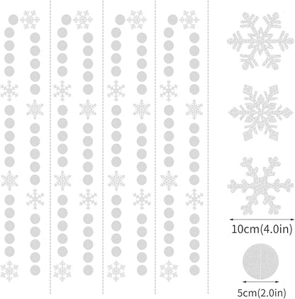 Snowflake Snow White-Silver Christmas Party-Decorations Garland - 61Ft Winter Wonderland Frozen Hanging Paper Streamers Banner,Birthday New Year Supplies Decor Ouruola